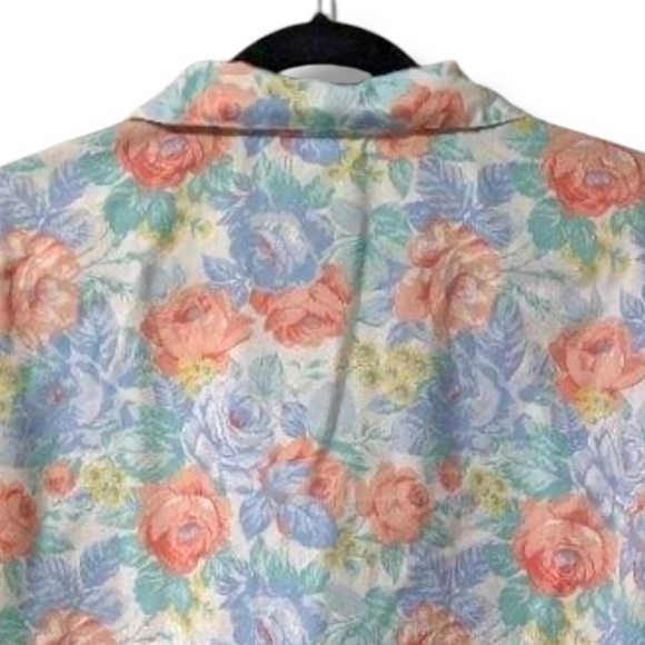 Vintage Pastel Floral Button Down Short Sleeve Shirt Women’s Plus Size 20W - Picture 10 of 13